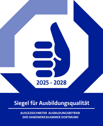 Handwerkskammer Siegel für Ausbildungsqualität 2025-2028 Dachdecker Voss GmbH Hamm Auszeichnung